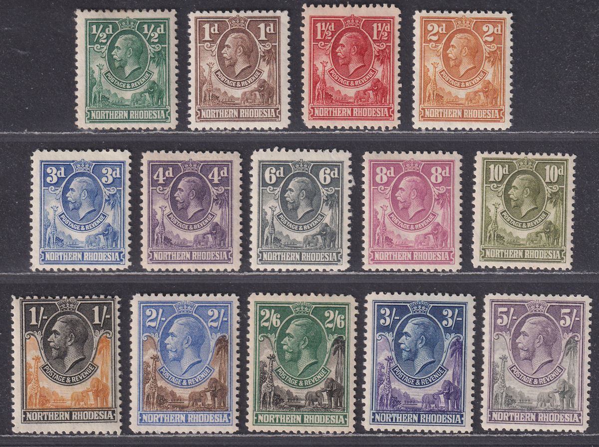 Northern Rhodesia 1925 King George V Set to 5sh Mint SG1-14 cat £230