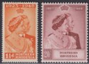 Click for more photos and details Northern Rhodesia 1948 KGVI Royal Silver Wedding 1½d, 20sh Mint SG48-49 cat £120