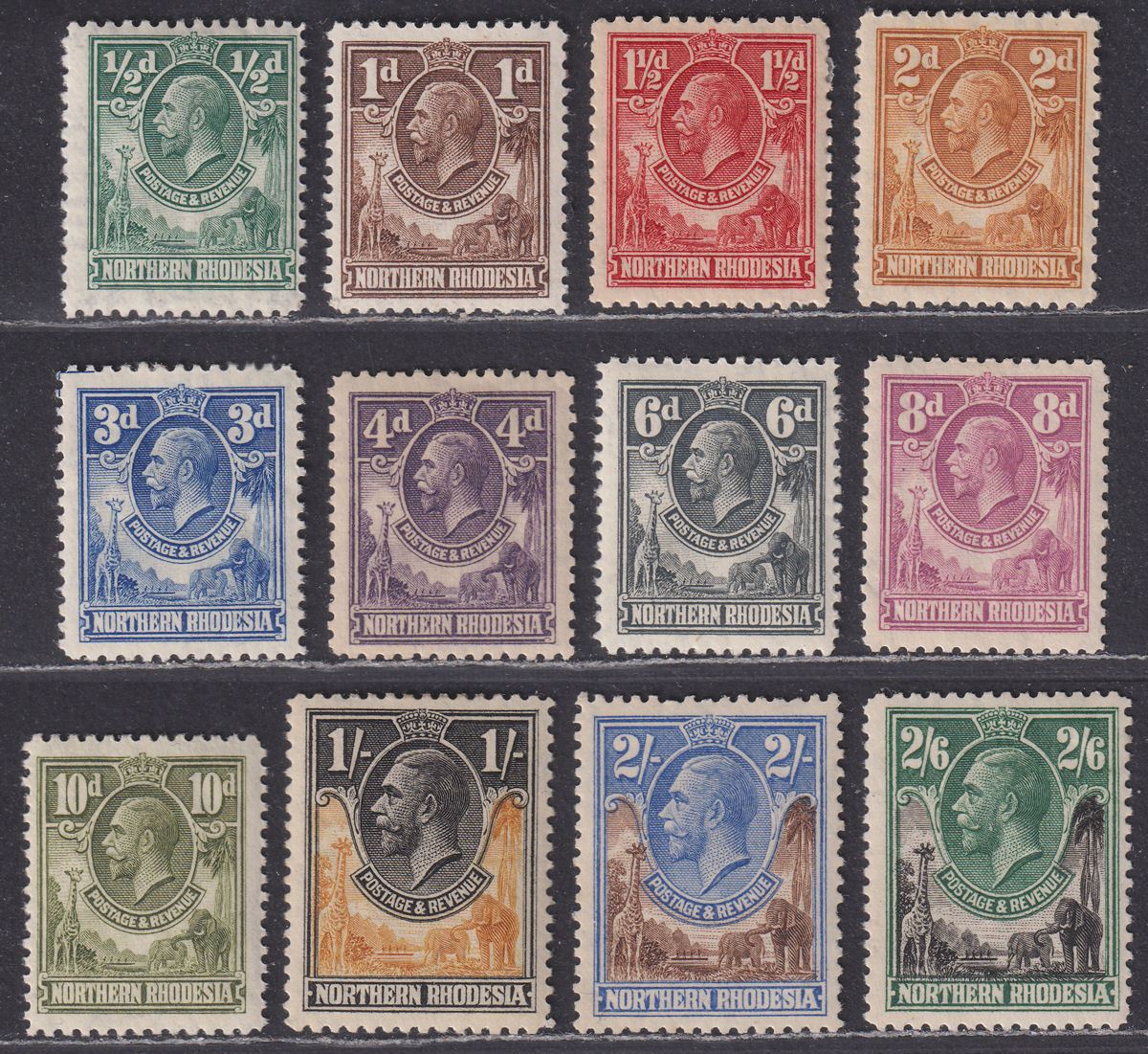 Northern Rhodesia 1925 King George V Set to 2sh6d Mint SG1-12 cat £100