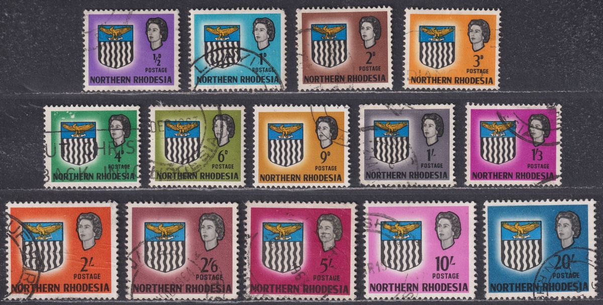 Northern Rhodesia 1963 Queen Elizabeth II Arms Set Used SG75-88 cat £90