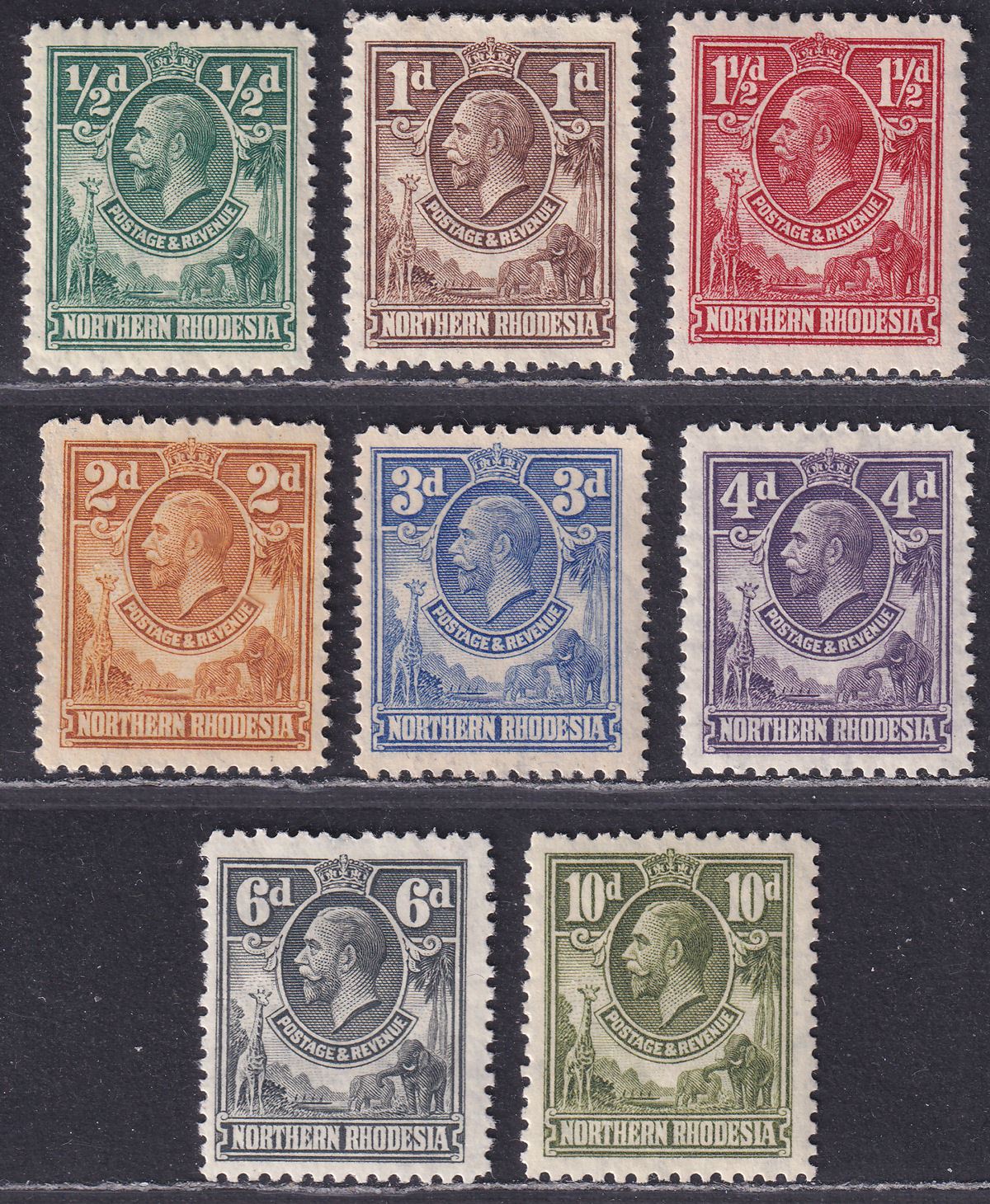 Northern Rhodesia 1925 King George V Part Set to 10d Mint