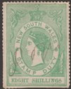 Click for more photos and details New South Wales 1866 QV Revenue Stamp Duty 8sh Green Used BF14