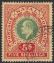 Click for more photos and details Natal 1908 KEVII 5sh Green and Red on Yellow Used SG169 cat £50