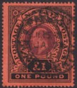 Click for more photos and details Natal 1911 KEVII £1 Purple and Black on Red Used SG171 cat £400 PINHOLE