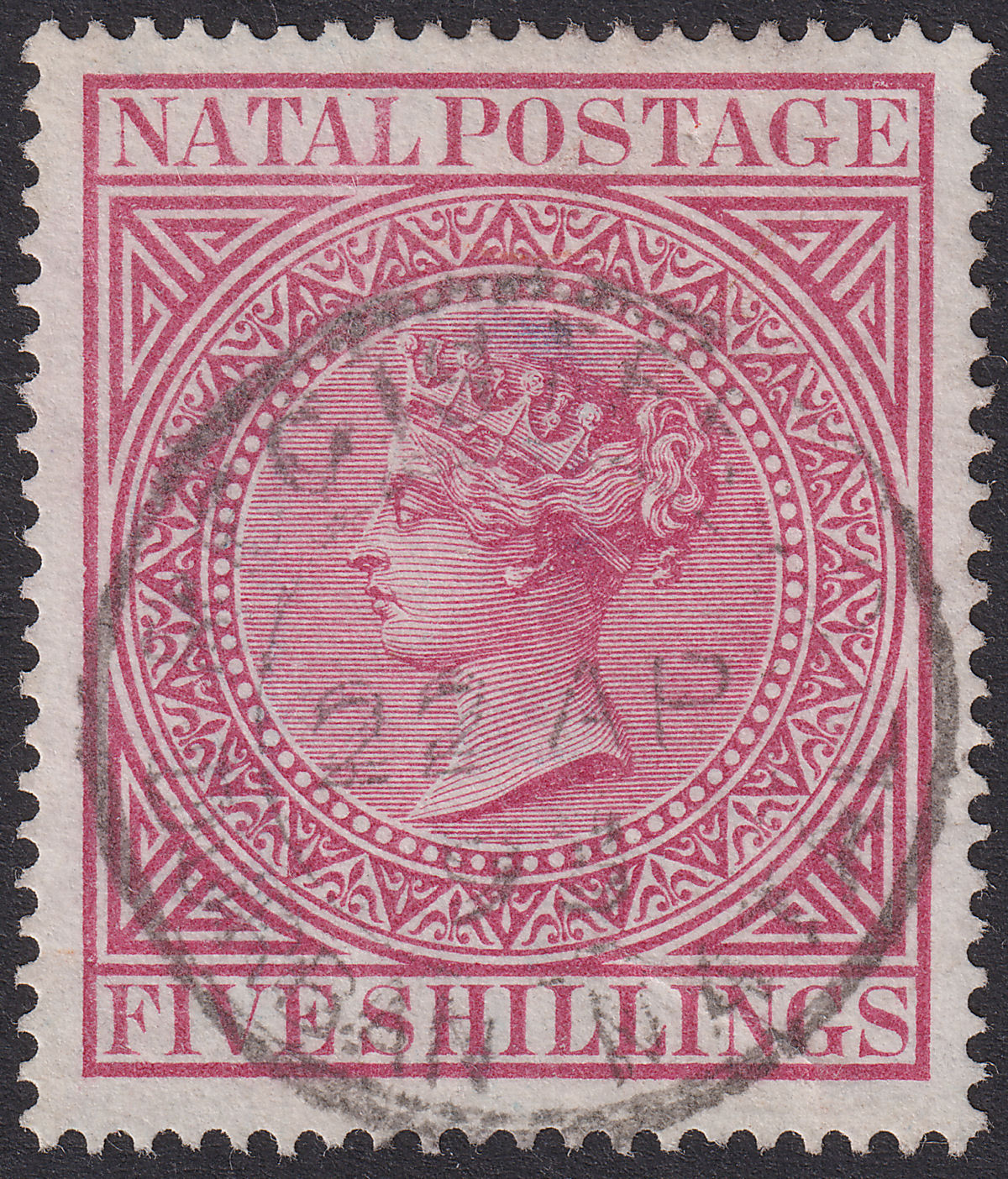 Natal 1893 Queen Victoria 5sh Deep Rose Used SG72 cat £60