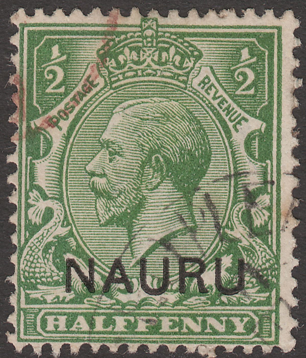 Nauru 1916 King George V Overprint ½d Yellow-Green Used SG1 cat £13