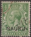 Nauru 1916 King George V Overprint ½d Yellow-Green Used SG1 cat £13