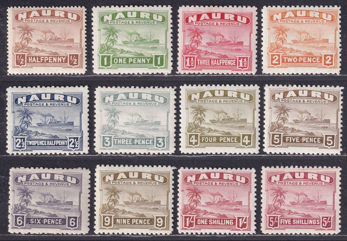 Nauru 1937-48 Freighter Part Set to 5sh Mint