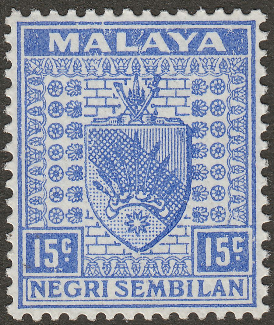 Malaya Negri Sembilan 1941 KGV 15c Ultramarine Mint SG32
