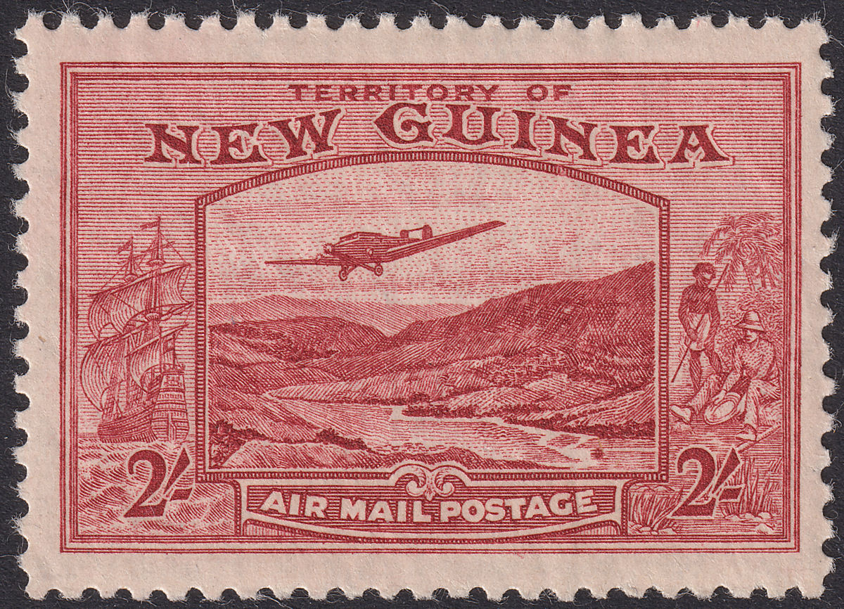 New Guinea 1939 KGVI Bulolo Airmail 2sh Dull Lake Mint SG222 cat £90