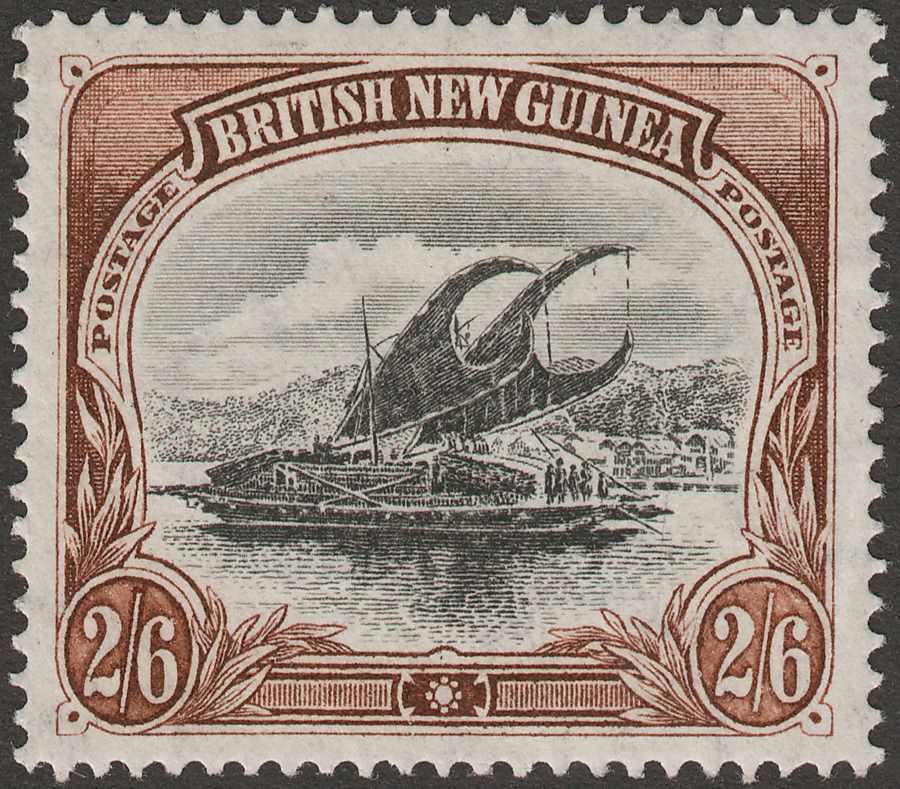 British New Guinea 1905 Lakatoi 2sh6d Black + Brown wmk Vert Thin Mint SG16a