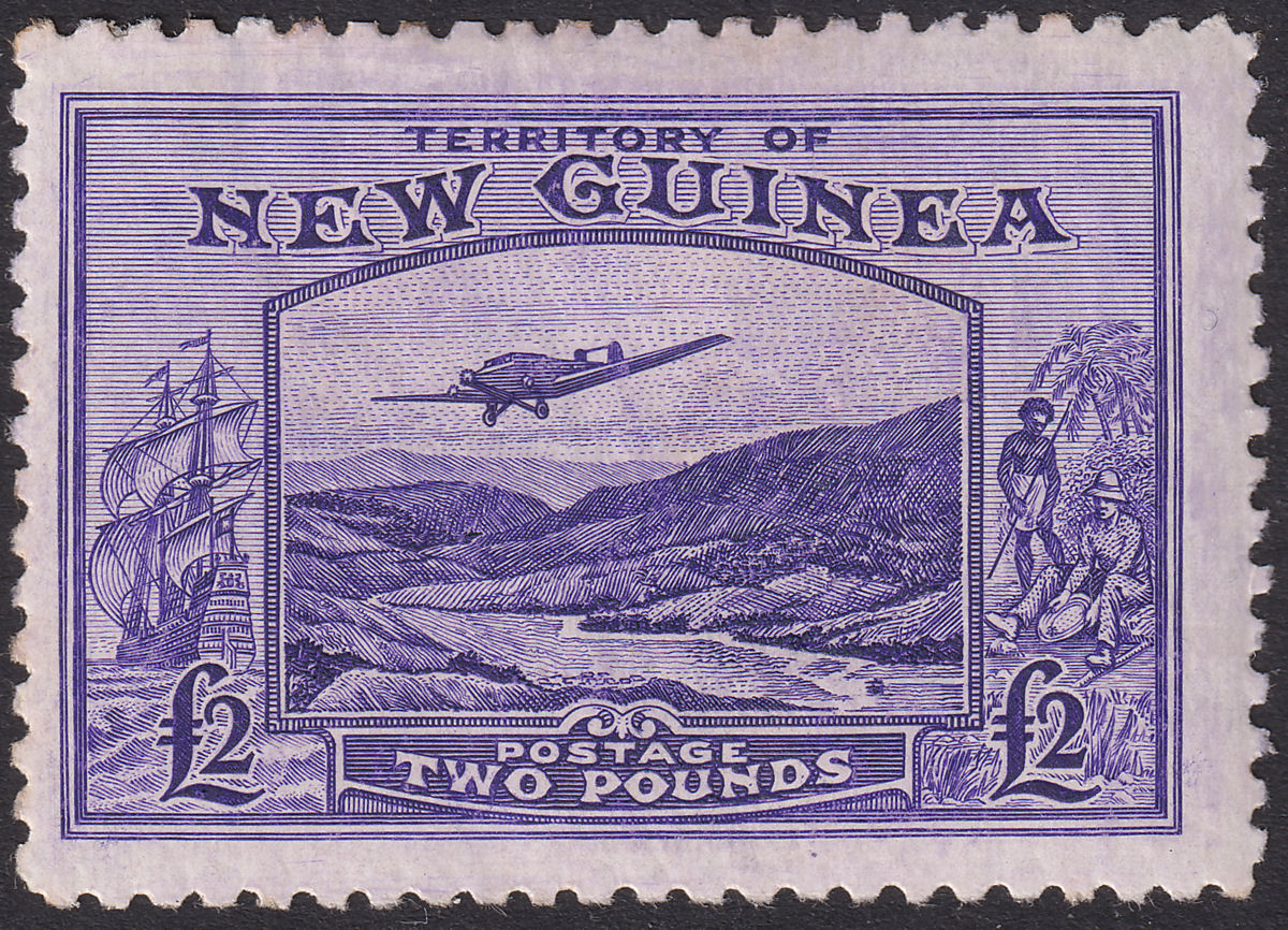 New Guinea 1935 KGV Bulolo Airmail £2 Bright Violet Mint SG204 cat £350 faults