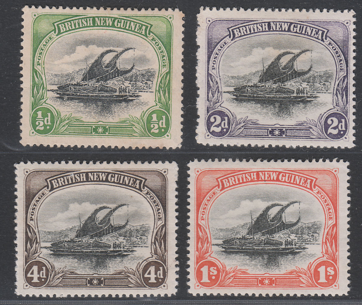British New Guinea 1901 KVII Lakatoi Canoe Part Set to 4d Mint