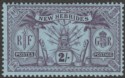 Click for more photos and details New Hebrides 1911 KGV Weapons and Idols 2f Purple on Blue Mint SG27