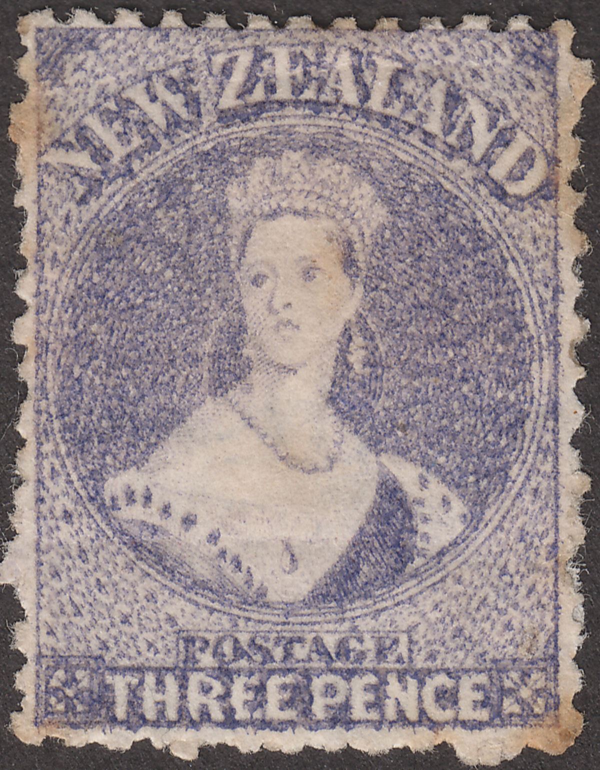 New Zealand 1867 QV Chalon 3d Lilac Mint SG117 cat £170 TONING