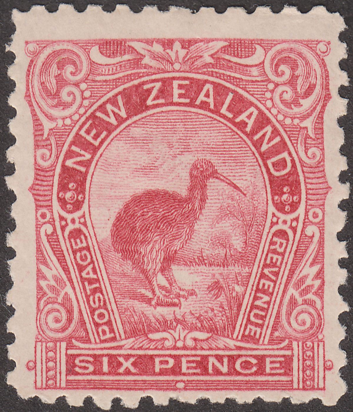 New Zealand 1900 Kiwi 6d Pale Rose Mint SG265 cat £50