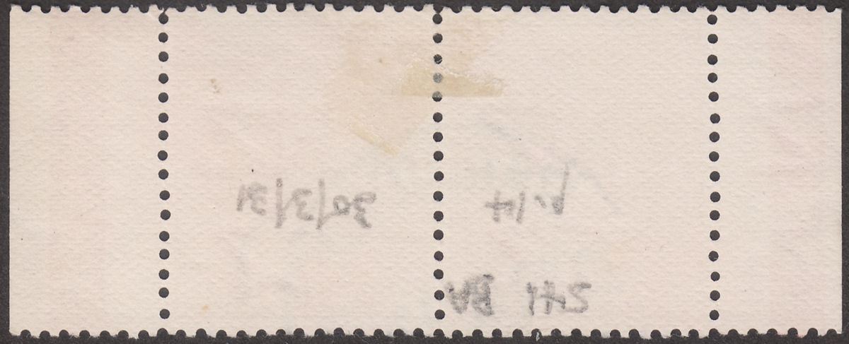 New Zealand 1928 KGV Field Marshal 1d Rose-Carmine Pair with Advert Used SG468