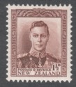 Click for more photos and details New Zealand 1938 King George VI 1½d Purple-Brown Mint SG607