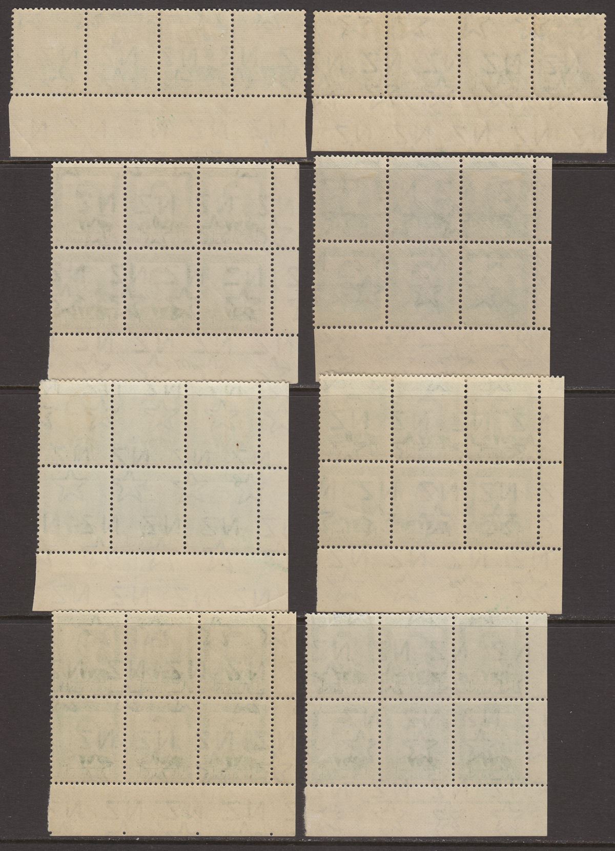 New Zealand 1941 KGVI 1d Green Imprint Plate Number Block Selection Mint SG606