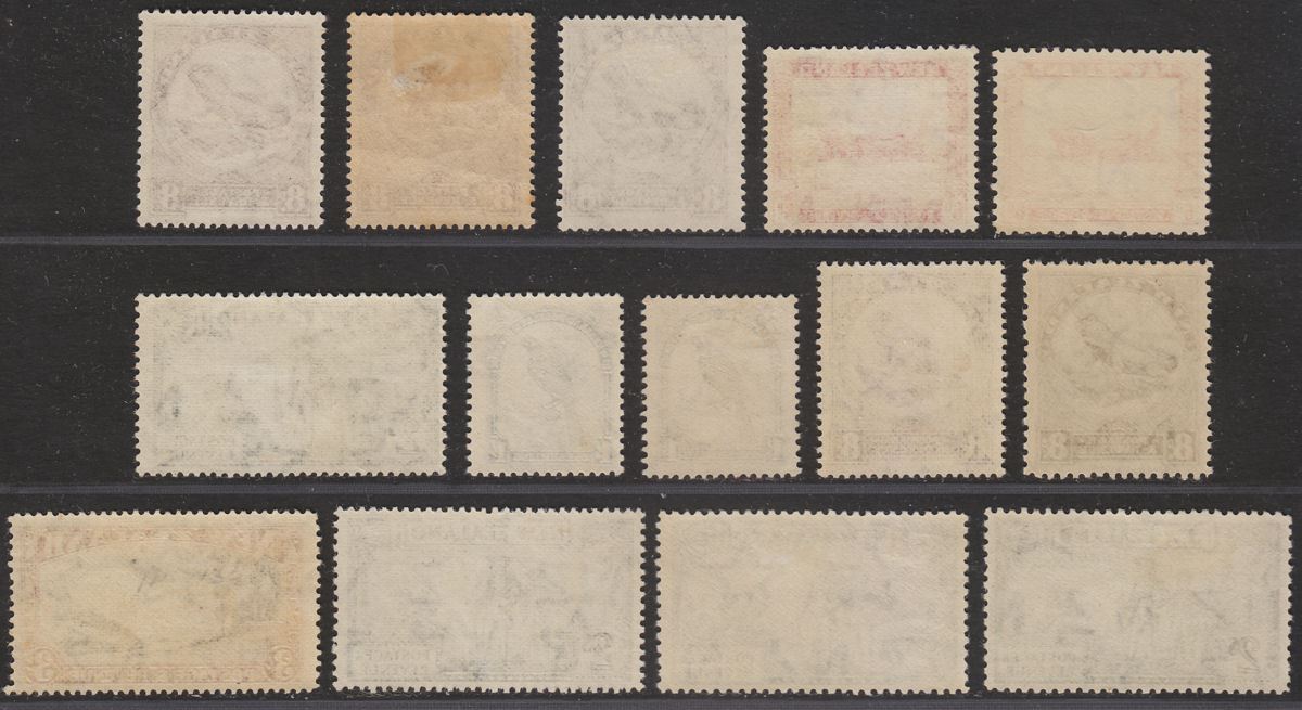 New Zealand 1936 KGV-KGVI Part Set to 3sh with Perf + Shade Varieties Mint