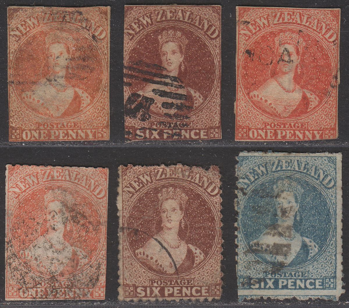 New Zealand QV Chalon Imperf  / Perf Selection to 6d Used
