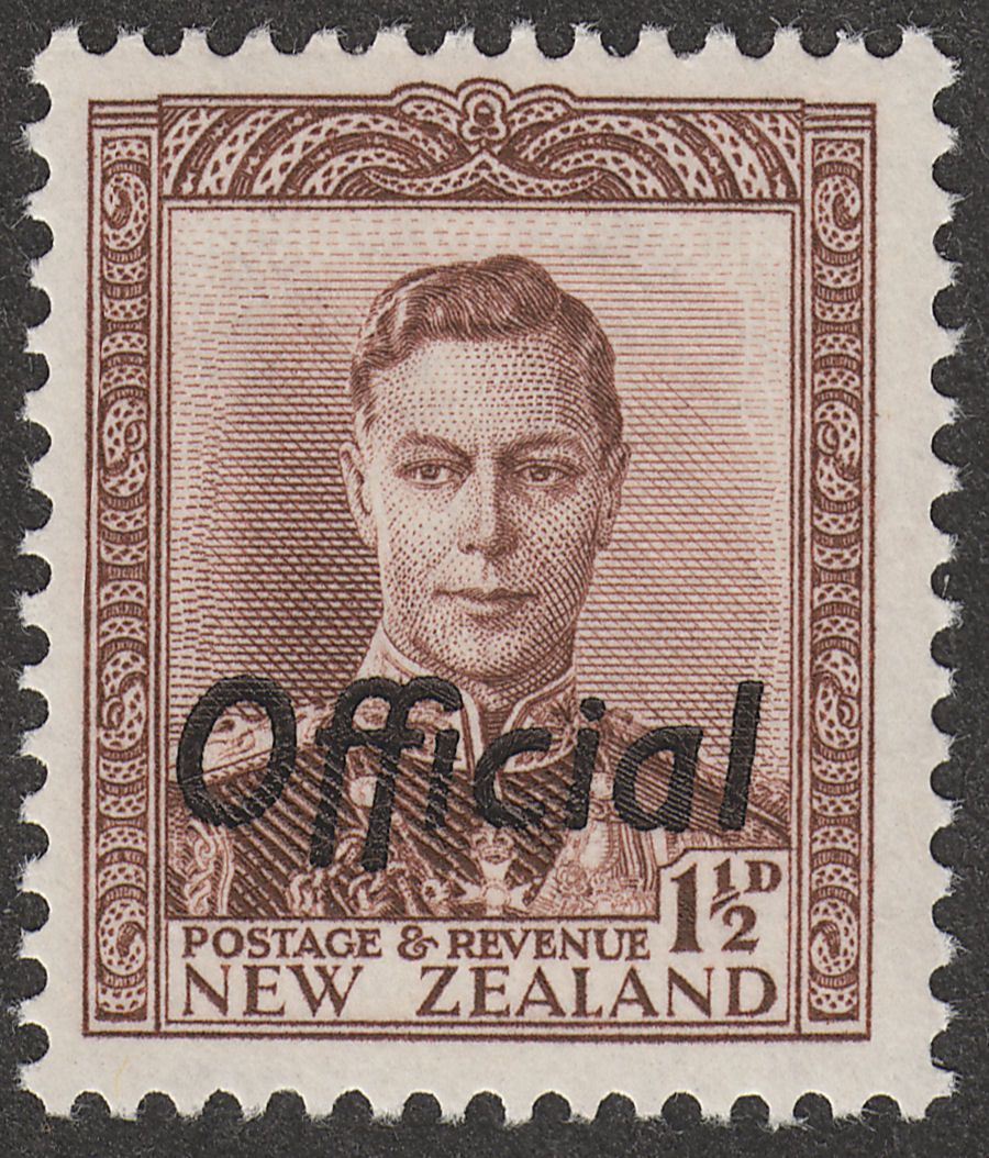 New Zealand 1938 KGVI 1½d Purple-Brown Official Mint SG O138