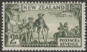 Click for more photos and details New Zealand 1936 KGV Captain Cook 2sh Olive-Green p13-14x13½ Mint SG589