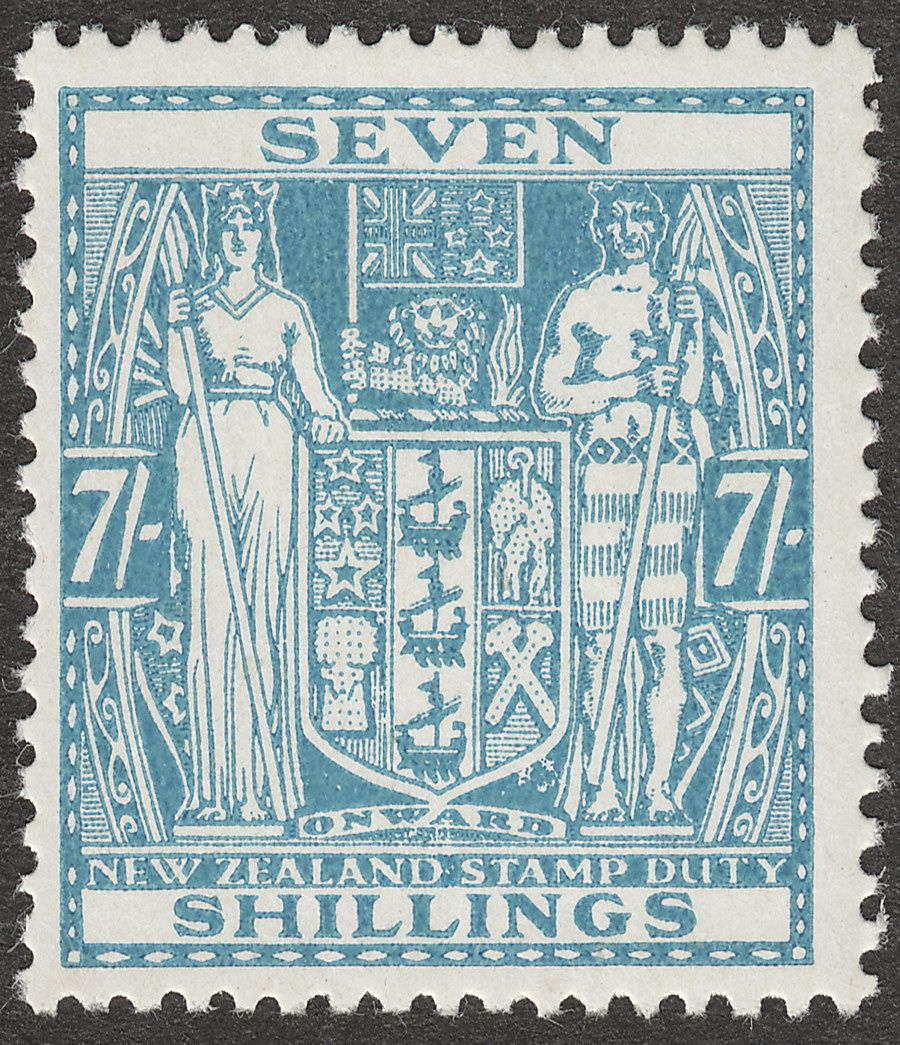 New Zealand 1940 KGVI Postal Fiscal 7sh Pale Blue Mint SG F197
