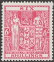 Click for more photos and details New Zealand 1940 wmk Multi Upright Postal Fiscal 6sh Carmine-Rose Mint SG F196