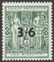 New Zealand 1940 KGVI Postal Fiscal 3sh6d Opt Grey-Green wmk Single Mint SG F187