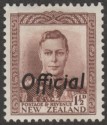 Click for more photos and details New Zealand 1938 KGVI 1½d Purple-Brown Official Mint SG O138
