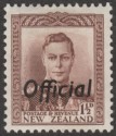 New Zealand 1938 KGVI 1½d Purple-Brown Official Mint SG O138