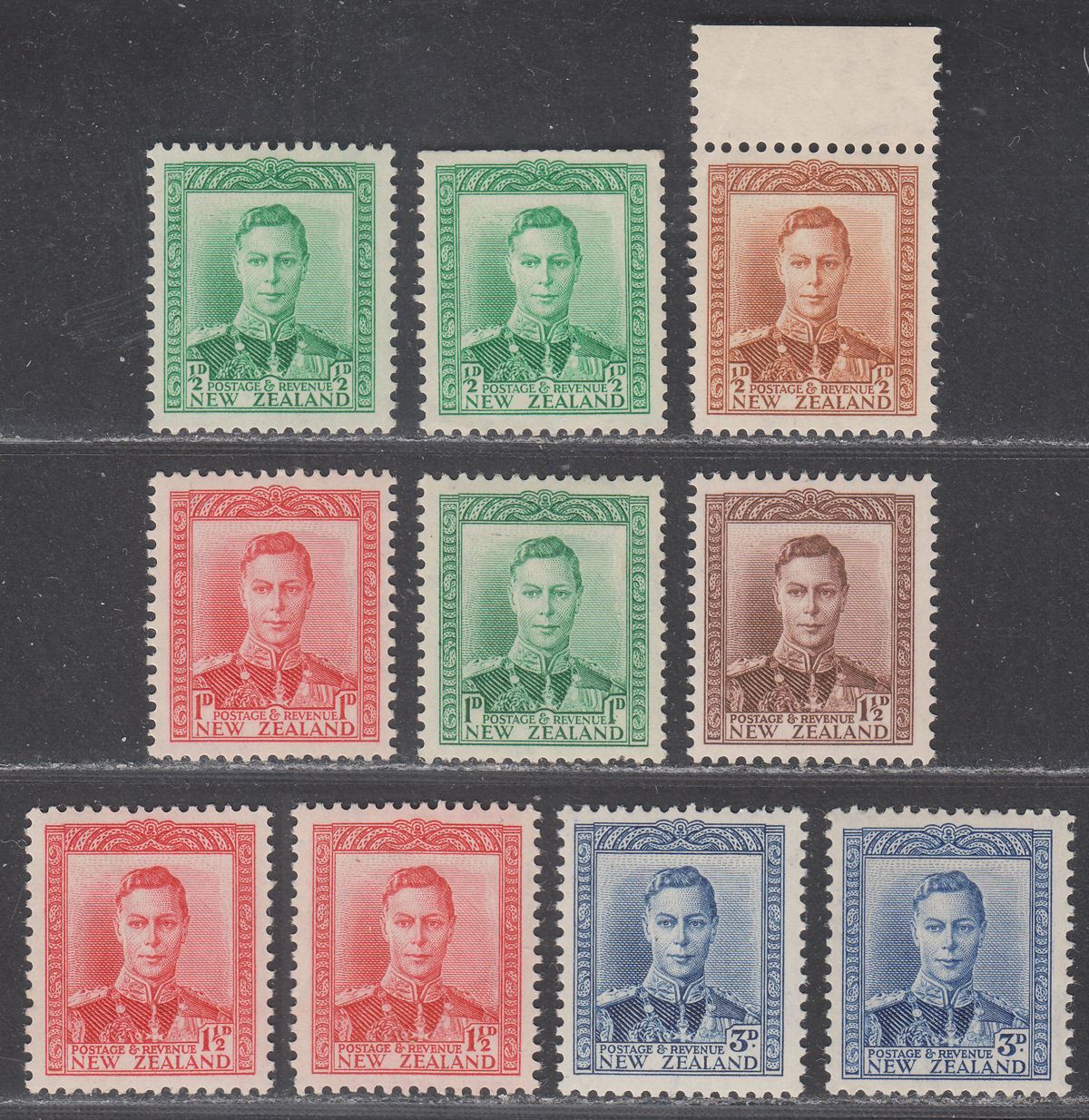 New Zealand 1938-44 King George VI Set Mint SG603-609 cat £24