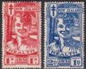 Click for more photos and details New Zealand 1931 KGV Health Smiling Boy 1d+1d, 2d+1d Mint SG546-547 c £160 TONES