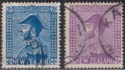 New Zealand 1927 KGV Admiral 2sh Lt Blue, 3sh Pale Mauve Used SG469-470? cat£230