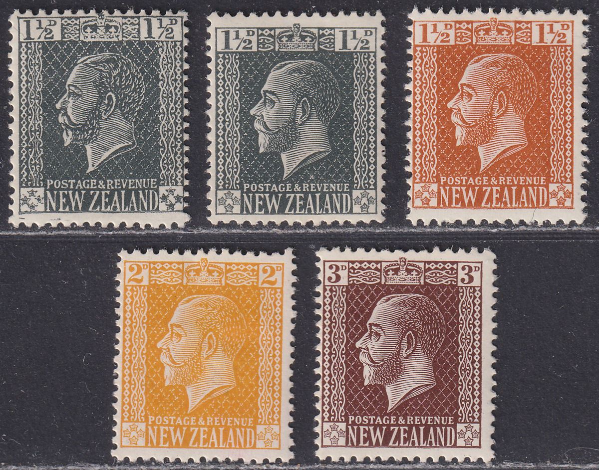 New Zealand 1915-19 King George V Set to 3d Mint