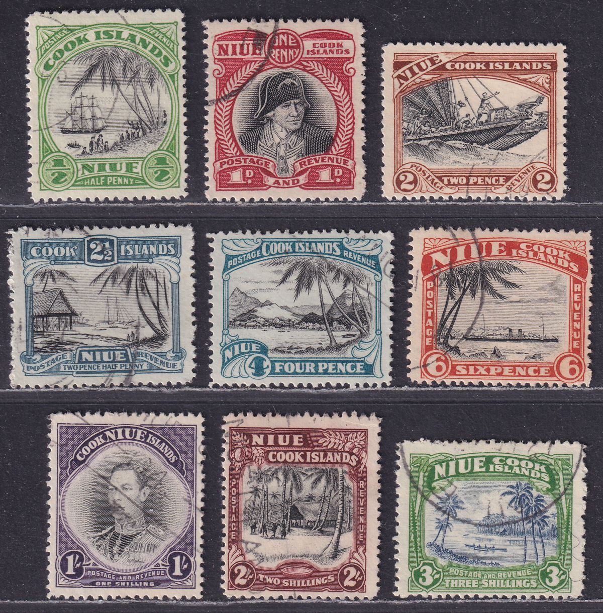 Niue 1944-46 King George VI Set Used SG89-97 cat £55