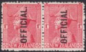 New Zealand 1927 KGV Official Overprint 1d Pair with No Stop Mint SG O111a c£65