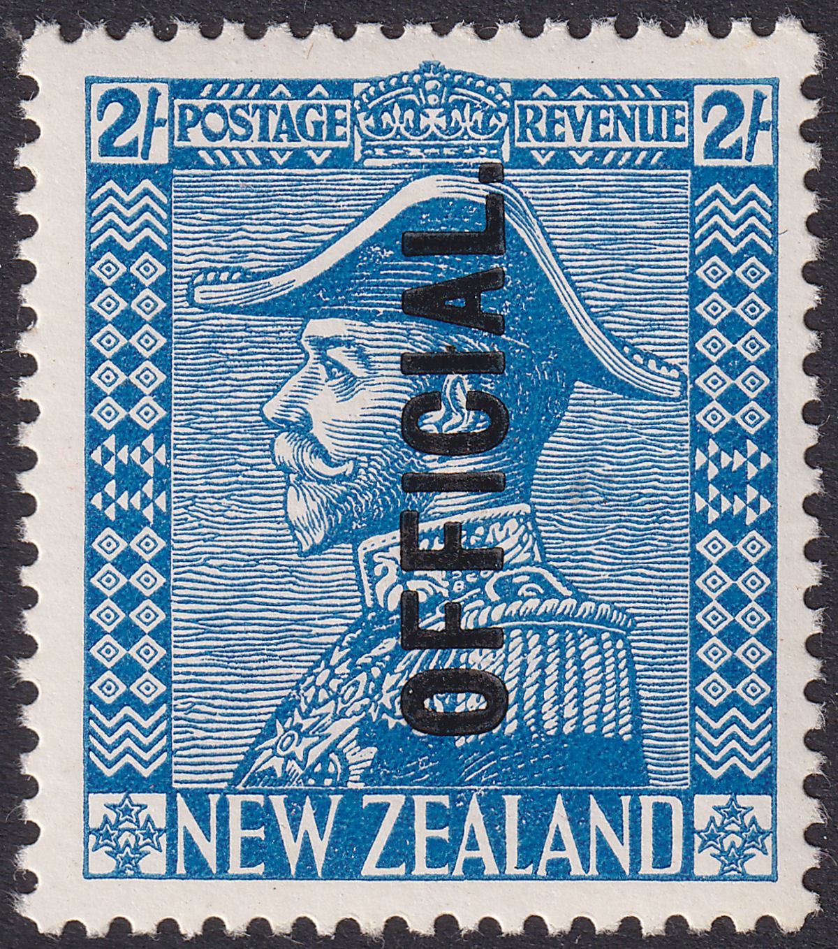 New Zealand 1928 KGV Official Overprint 2sh Light Blue Mint SG O112 cat £140