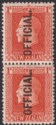 New Zealand 1916 KGV Official Opt 1sh p14½ + p13½ Vert Pair Mint SG O105c c£100