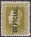 New Zealand 1925 KGV Official Overprint 9d Sage-Green Mint SG O104 cat £50