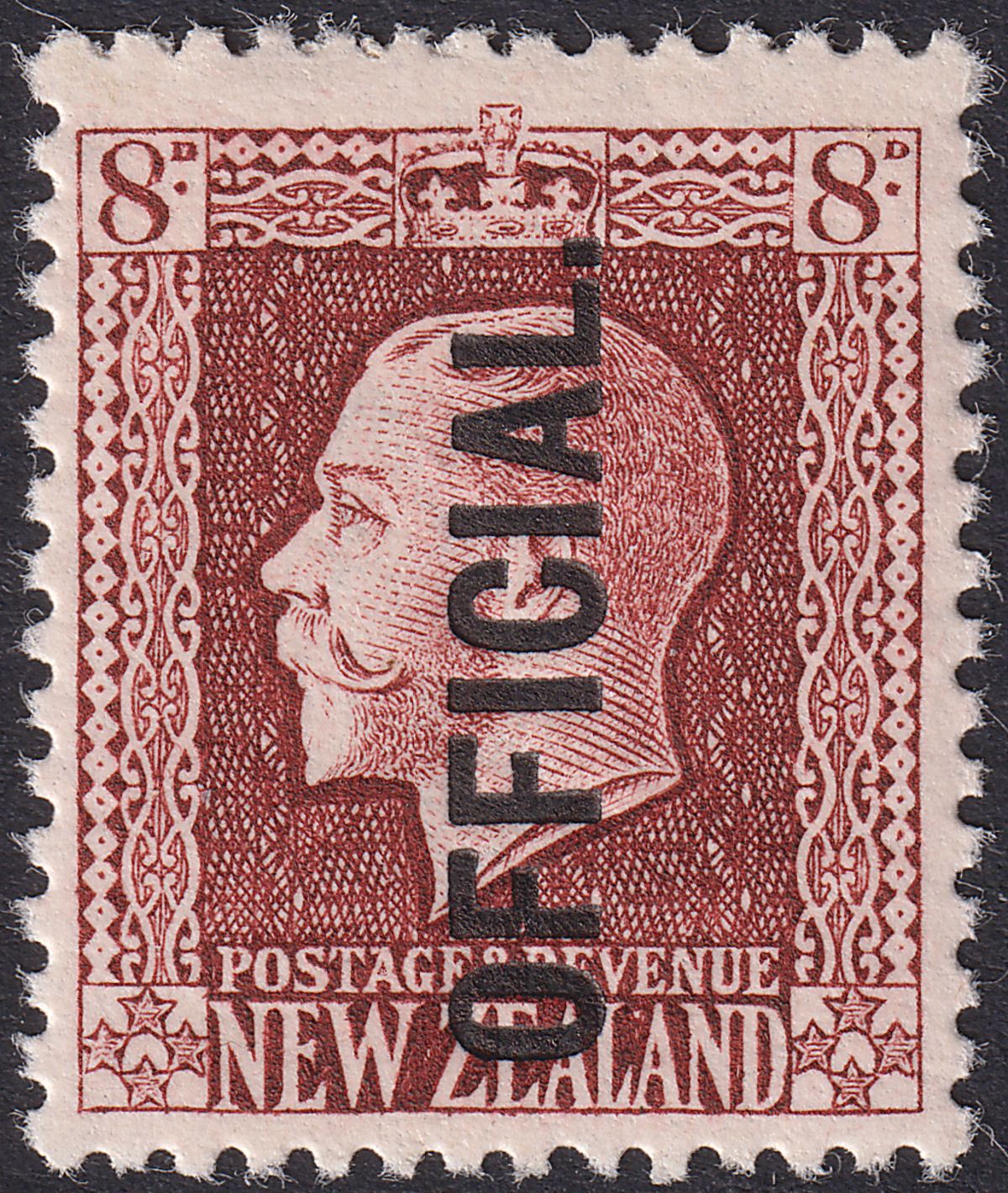 New Zealand 1922 KGV Official Overprint 8d Red-Brown Mint SG O103 cat £120
