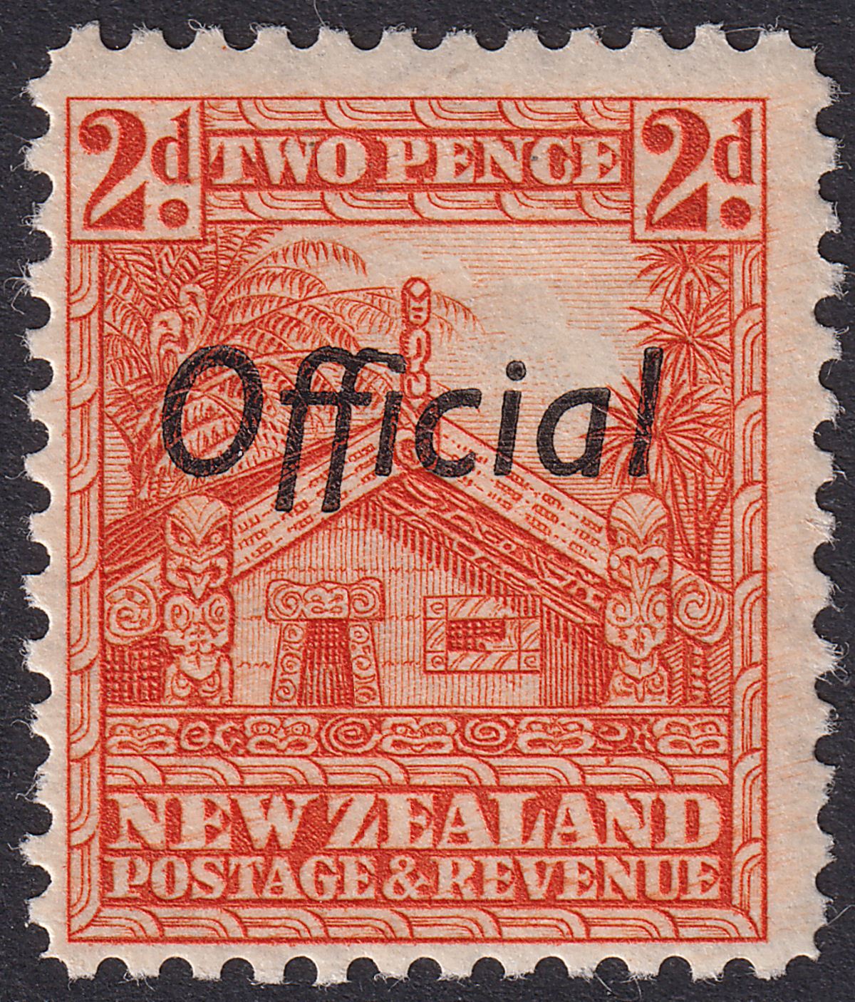 New Zealand 1941 KGVI Official Overprint 2d Orange p12½ Mint SG O123b cat £150