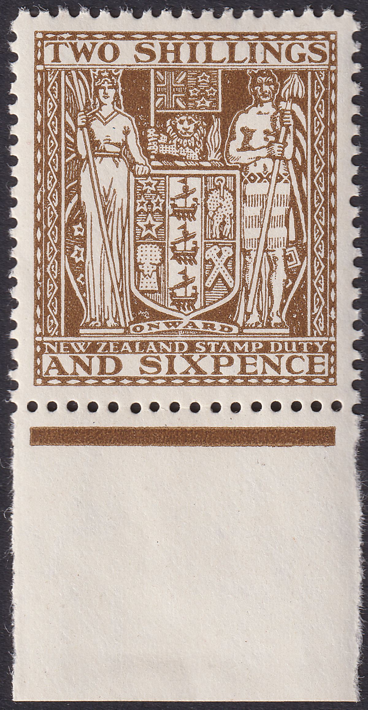 New Zealand 1949 KGVI Postal Fiscal 2sh6d Brown wmk Multi Inv Mint SG F193w c£22