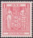 New Zealand 1931 KGV Postal Fiscal £1 Pink Cowan wmk Single Mint SG F158 cat £85