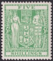 New Zealand 1931 KGV Postal Fiscal 5sh Green Cowan wmk Single Mint SG F149 c£45