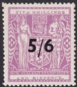 Click for more photos and details New Zealand 1944 KGVI Postal Fiscal 5sh6d Opt wmk Multi Up Mint SG F214 reperfed