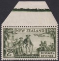Click for more photos and details New Zealand 1935 KGV Captain Cook 2sh Olive-Green p13½x14 Mint SG568c cat £65