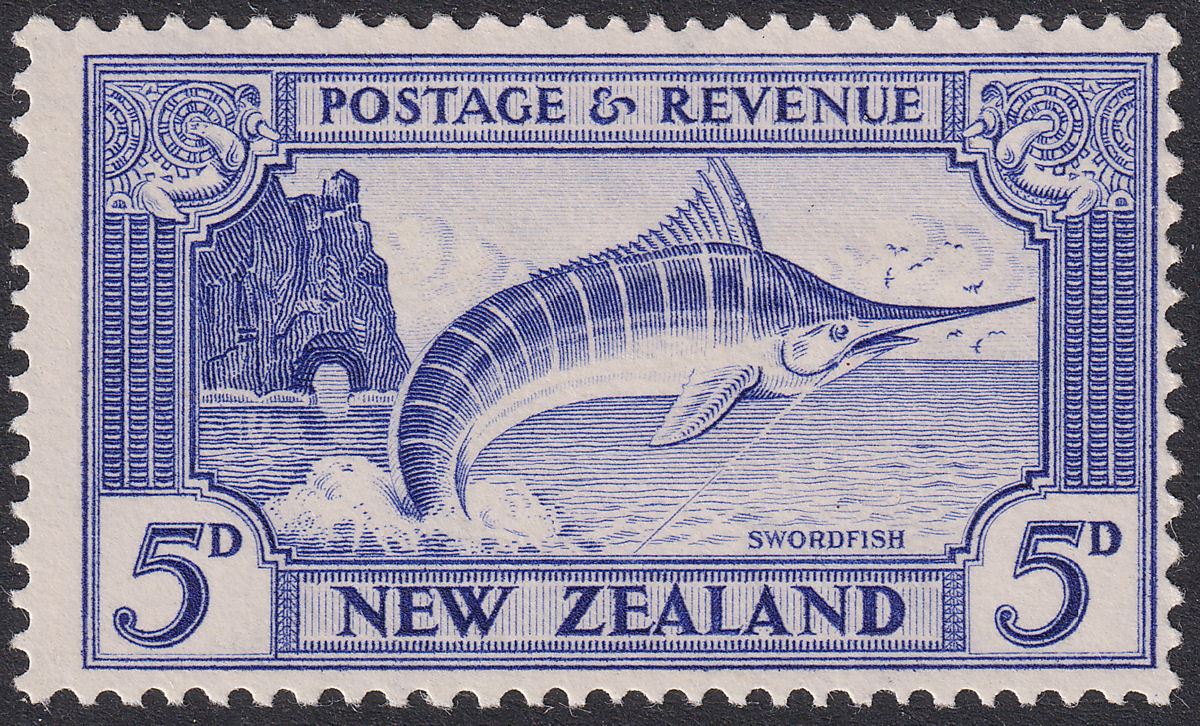 New Zealand 1936 KGV 5d Ultramarine p13-14x13½ wmk Inverted Mint SG584aw cat £95