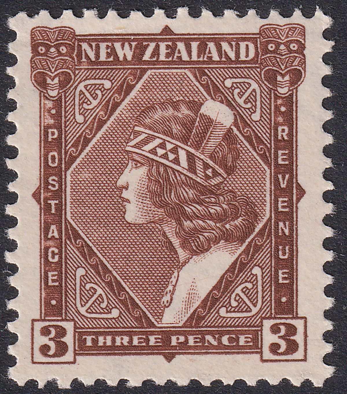 New Zealand 1936 KGV Maori Girl 3d Brown Mint SG582 cat £45